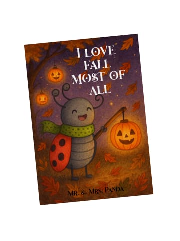 Mr. & Mrs. Panda Postkarte Smörle Laterne Design mit Spruch in Weiß