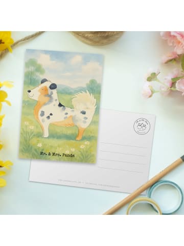 Mr. & Mrs. Panda Postkarte Hund Australien Shepherd Design ohne ... in Weiß