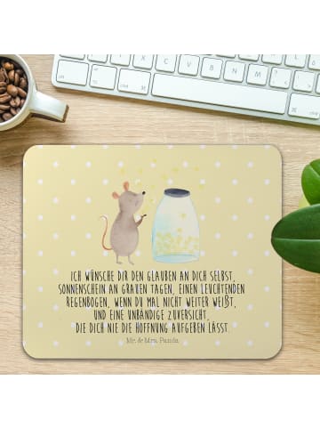 Mr. & Mrs. Panda Maus-Pad Maus Sterne mit Spruch in Gelb Pastell