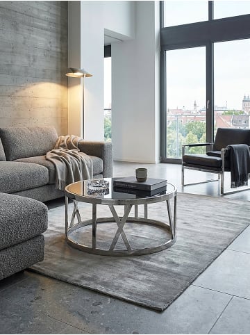 KADIMA DESIGN Couchtisch Glas Metall 60x60x30 cm Sofatisch Silber, Design