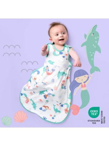 Schlummersack Babyschlafsack, 1.0 TOG in Weiß-Türkis
