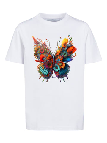 F4NT4STIC T-Shirt Schmetterling Blumen Tee Unisex in weiß