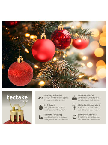 tectake Weihnachtsdeko 24er-Set, Durchmesser 4 cm
