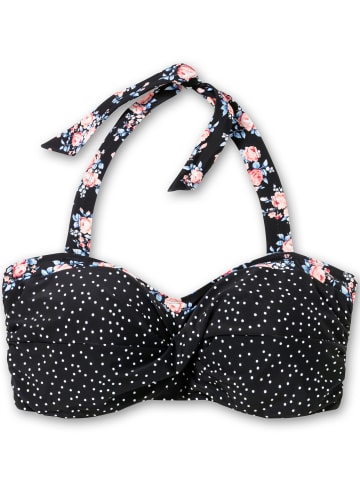 sheego Bandeau-Bikini-Top in schwarz-gepunktet