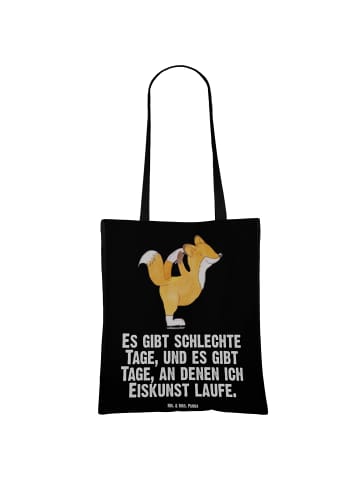 Mr. & Mrs. Panda Shopping Tasche Fuchs Eiskunstläufer mit Spruch in Schwarz