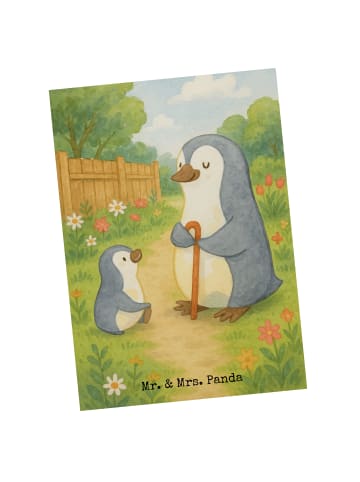Mr. & Mrs. Panda Postkarte Pinguin Opa Enkel Design ohne Spruch in Weiß