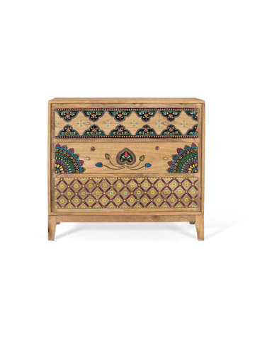 Giner y Colomer Kommode aus massivem Mangoholz mit handbemalten Details in Brown