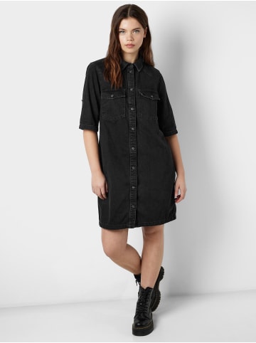 Noisy may Midi Denim Dress Modisches Kurzarm Jeans Kleid NMNEW in Schwarz-2