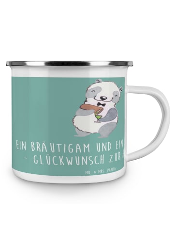 Mr. & Mrs. Panda Kaffeebecher Bräutigam Gentleman mit Spruch in Meeresbrise
