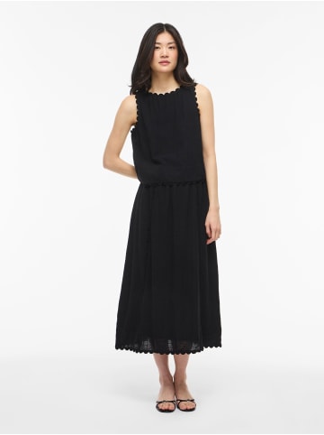 Vila O-Neck Scallop Top in Black Beauty