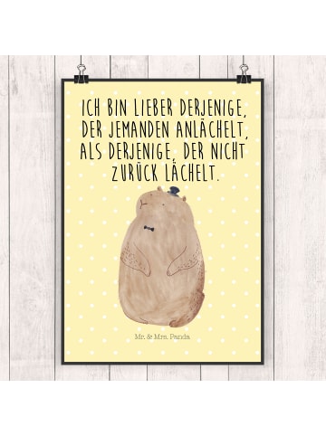 Mr. & Mrs. Panda Poster Murmeltier mit Spruch in Gelb Pastell