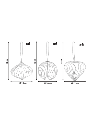Beliani 18er-Set Weihnachtsbaumkugeln SUSA in Rot
