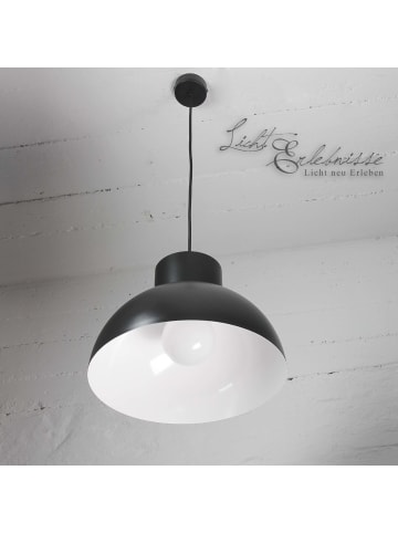 Licht-Erlebnisse Pendelleuchte Ø 33 x (T)110 cm in Schwarz WeißSchwarz Weiß