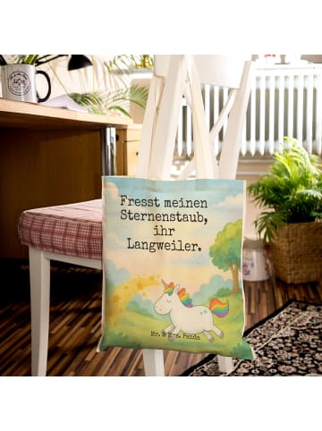 Mr. & Mrs. Panda Beuteltasche Einhorn Happy Design mit Spruch in Weiß