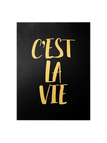 WALLART Leinwandbild Gold - C'EST LA VIE in Schwarz