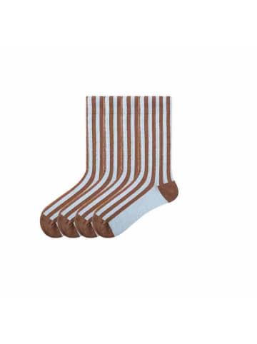 MUNADUNA 4er-Pack Farbblock Streifen-Longsocks in Blau