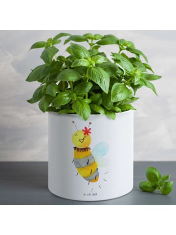 Mr. & Mrs. Panda Blumentopf Groß Biene Blume ohne Spruch in Weiß