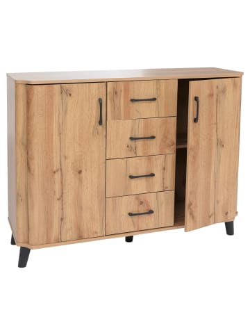 MCW Kommode P42 4 Schubladen Staufächer 2 Türen, Wotan-Eiche-Optik