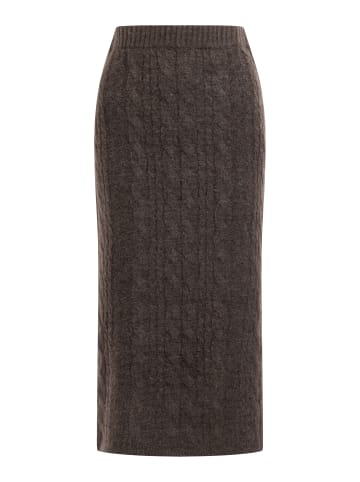 DreiMaster Vintage Damen Strick Midirock in Dunkelbraun