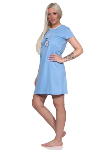 NORMANN Kurz Nachthemd Bigshirt Fahrrad - 74783 in blau