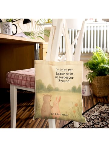 Mr. & Mrs. Panda Stofftasche Bär und Hase Umarmen Design mit Spruch in Weiß