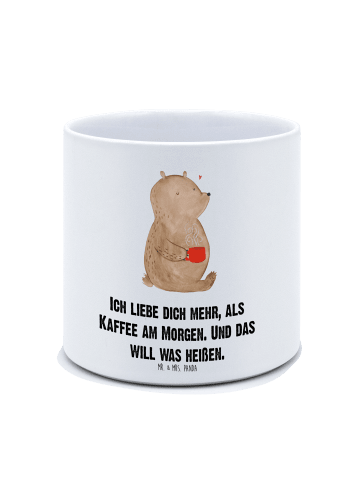 Mr. & Mrs. Panda XL Blumentopf Bär Morgenkaffee mit Spruch in Weiß