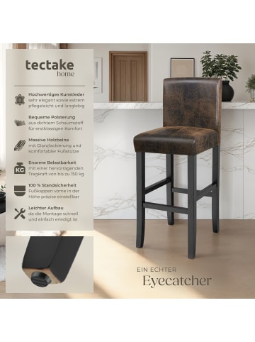 tectake Barstuhl aus Kunstleder, gepolstert mit Rückenlehne