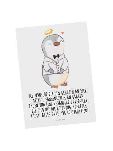 Mr. & Mrs. Panda Postkarte Pinguin Konfirmation Hemd mit Spruch in Weiß