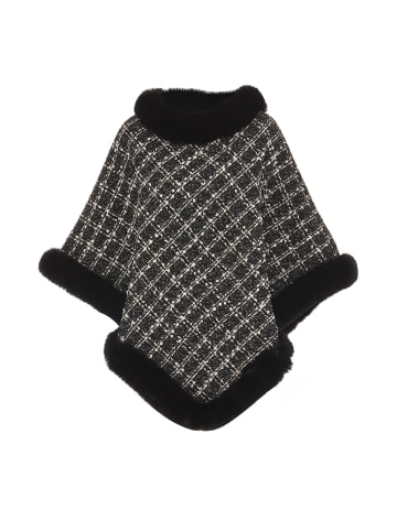 CHANI Damen Poncho in Schwarz Wollweiss