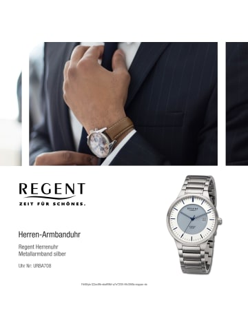 Regent Armbanduhr-Analog silber groß (ca. 40mm) Regent Metallarmband