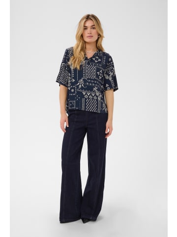 SAINT TROPEZ Kurzarm-Bluse StephanieSZ Gerade Passform in NightSky Paisley Mosaic