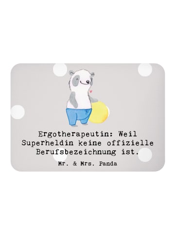 Mr. & Mrs. Panda Magnet Ergotherapeutin Superheldin mit Spruch in Grau Pastell