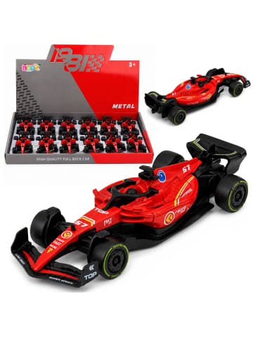 LEAN TOYS Formel-Rennwagen aus Metall, Rückziehantrieb, Rot, Maßstab 1:43