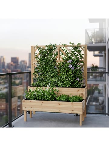 relaxdays Blumenkasten mit Spalier in Natur - (B)109 x (H)135 x (T)62 cm