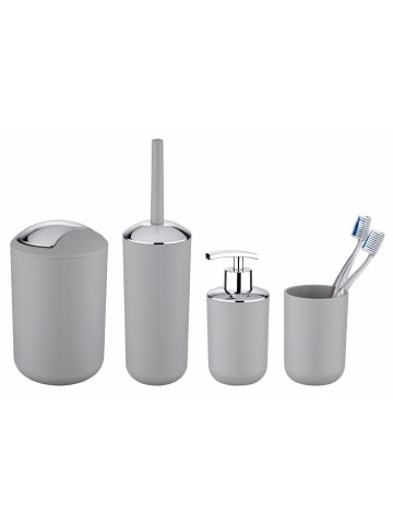 Wenko Bad-Accessoire-Set Mod. Brasil Grau, 4 tlg., Bad-Accessoire-Set Mod. Brasil Grau 4-teilig, Bad-Accessoire-Set Brasil Grau 4-teilig in Grau