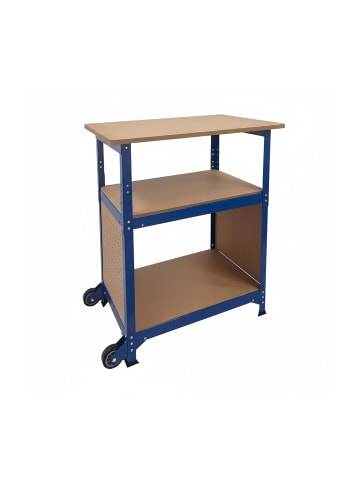 relaxdays Werkbank in Blau/ Natur - (B)72,5 x (H)69,5 x (T)50 cm