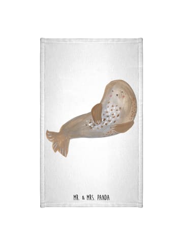 Mr. & Mrs. Panda Handtuch Robbe Lachen ohne Spruch in Weiß
