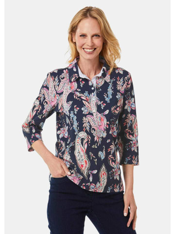 GOLDNER Kurzgröße:  Poloshirt Pikee-Druckpoloshirt in marine / gemustert