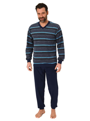 NORMANN Schlafanzug Bündchen Frottee - 81395 in blau