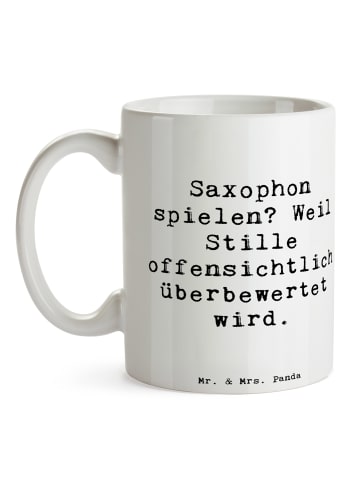 Mr. & Mrs. Panda Kaffeebecher Spruch Saxophon Leidenschaft mit S... in Weiß