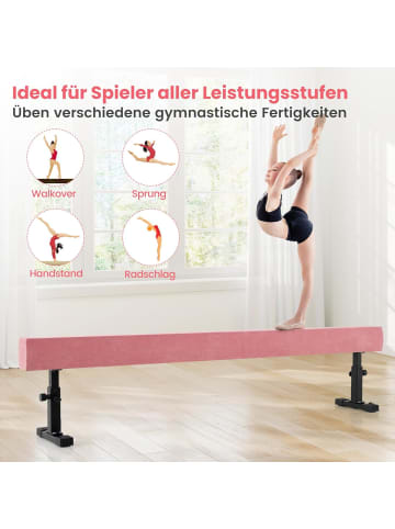 COSTWAY 226 cm Schwebebalken mit 3 Höhen verstellbar in Rosa