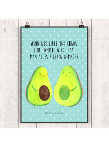 Mr. & Mrs. Panda Bild Avocado Pärchen mit Spruch in Türkis Pastell