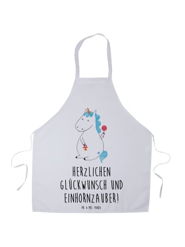 Mr. & Mrs. Panda Schürze Einhorn Baby mit Spruch in Weiß