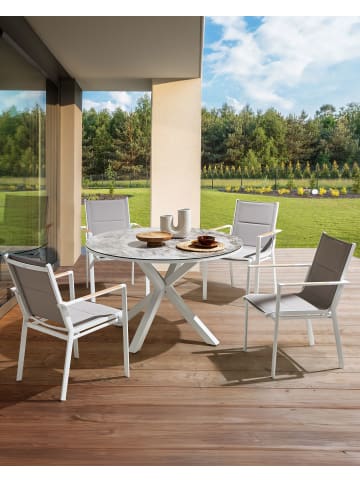 Beliani 4er-Set Gartenstuhl BUSSETO in Weiß/Grau/Braun