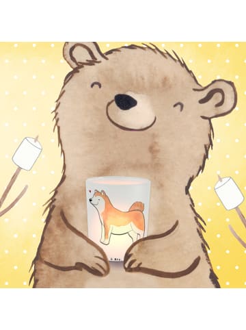 Mr. & Mrs. Panda Glas Windlicht Akita Inu Moment ohne Spruch in Transparent