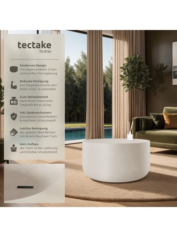 tectake Runder Couchtisch  Ronan  80 x 39,5 cm, weiß