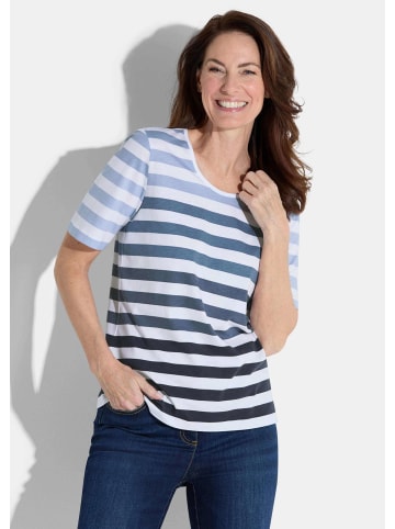 GOLDNER Shirt in rauchblau / marine / weiß / geringelt