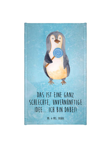 Mr. & Mrs. Panda Handtuch Gäste-WC Pinguin Lolli mit Spruch in Eisblau