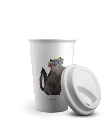 Mr. & Mrs. Panda Kaffeebecher Stinktier  ohne Spruch in Weiß