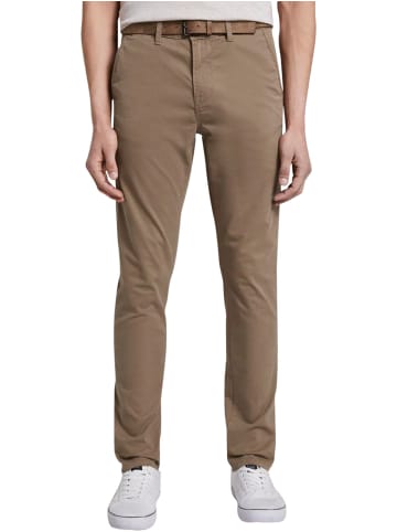 TOM TAILOR Denim Stoffhose / Chino Chino Hose mit Gürtel slim in Beige